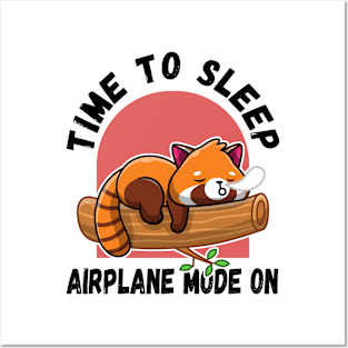 kawaii red panda time to sleep Posters and Art